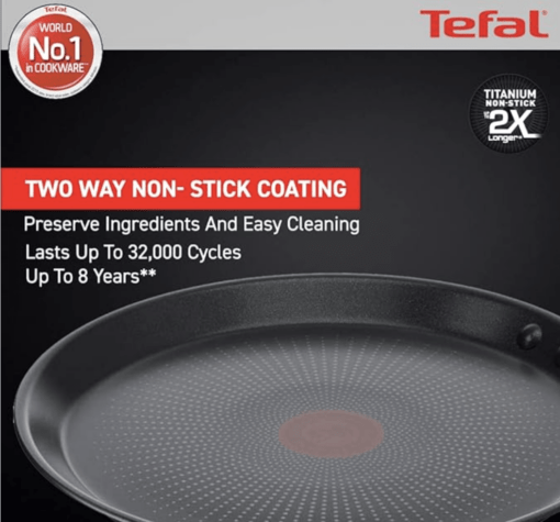 Tefal Cook & Savour Non-Stick Tawa, Smart Thermo Signal Temperature Indicator Technology - (Black) (28 Cm) - Image 2